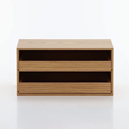 Muji 44310229 Wooden Tray Storage, 2 Drawers, Approx. Width 9.8 x Depth 6.7 x Height 4.9 inches (25.2 x 17 x 12.6 cm)