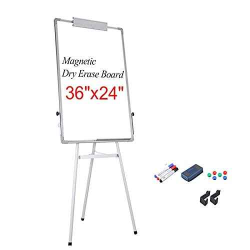 Dry Erase Easel Tripod Magnetic Whiteboard, 24" x 36"Dry Erase Flipchart Board, Height Adjustable Stand,…