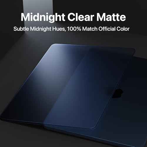 [Official Midnight] for MacBook Air 15 inch Case M4 M3 M2 2025 2024 2023 [100% Color Match] [Ultra Thin Armor] Protective Hard Shell Cover for Laptop A3241 A3114 A2941 - Midnight Clear