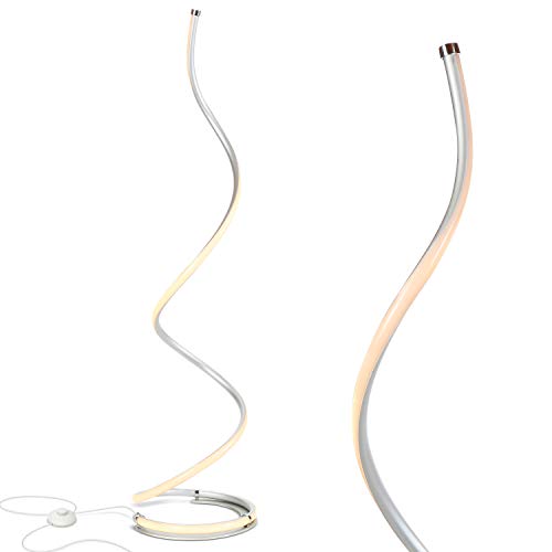 Brightech Allure 37' LED Spiral Floor Lamp Dimmable, Unique Curved Design for Offices & Living Rooms Platinum