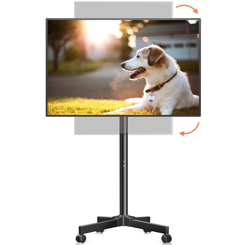 Mobile TV Carts, Rotating Rolling TV Stand on Wheels for 13-50" Flat/Curved TVs Height Adjustable 30¡Æ Tilt Floor TV Stand Portable Monitor Stand Holds up to 44lbs Max VESA 200x200mm ML1350