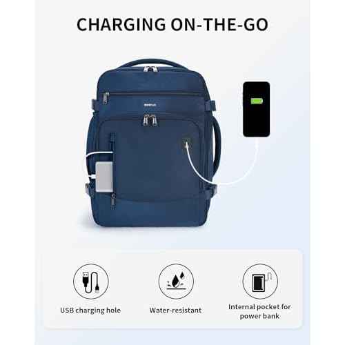 ECOHUB Travel Backpack for Men, 18x14x8 Spirit Airlines Personal Item Bag with Clear Toiletry Bag, Laptop Carry on Backpack with USB Port, Airline Approved Under Seat 14 Pockets 30L, Blue