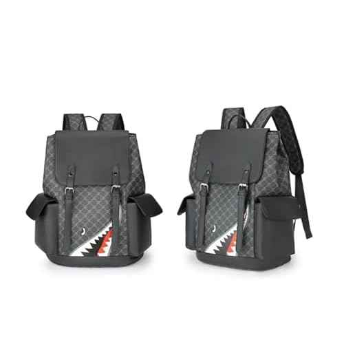 Black Leather Laptop Backpack Lightweight School Backpack Bookbag, Multi functional Business Travel Backpack (Black 2,ONE SIZE)