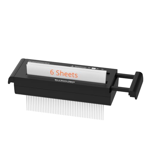 Suntiko 6-Sheet Strip Cut Paper Shredder Portable Black 11.69 x 4.29 x 2.28 inches