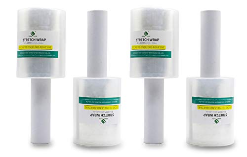 BOMEI PACK 4Pack Industrial Mini Clear Stretch Wrap with Handle 5"