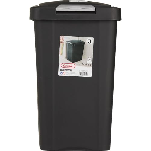 Sterilite 7.5 Gallon Black TouchTop Wastebasket - Slim, Concealed Lid