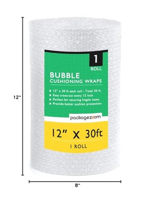 12 inch x 30 ft Bubble Cushioning Wrap, Perforated Every 12" Protective Packing Moving & Shipping Supplies for Boxes & Fragile Items
