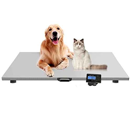 1100Lbs x 0.2Lbs Digital Livestock Scale Large Pet Vet Scale Stainless Steel Platform Electronic Postal Shipping Scale for Heavy Duty Large Dog Hog Sheep Goat Pig Sheep Scale