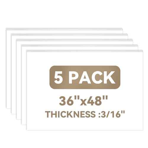 White Foam Board Sheets 36x48 Inches (3/16" Thickness), 5-Pack Foam Core Boards, Lightweight, Rigid, for Arts & Crafts, School Projects, Displays, and Presentations