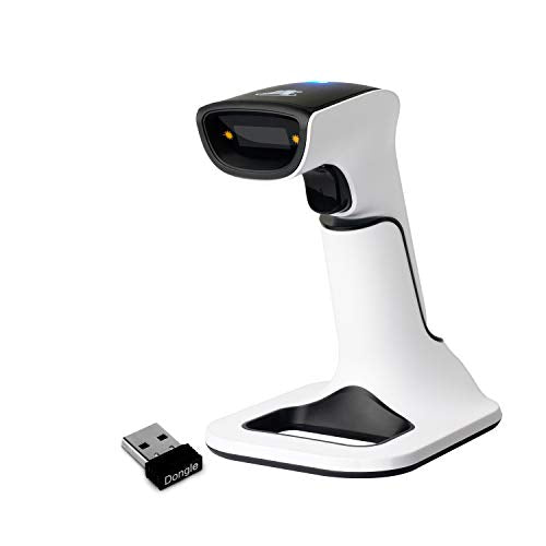 ScanAvenger Wireless 1D & 2D Barcode Scanner with Next Gen Stand - Bluetooth & USB, Rechargeable Battery, Portable Inventory Reader