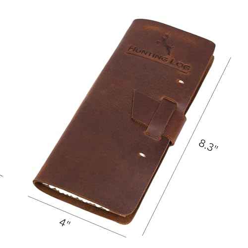 Tolredo Made in Canada Premium Hunting Journal Top-Grain Cowhide Leather Hunting Logbook Gift for Huntsman, 96 Bleed Proof Pages(8.3"X4")