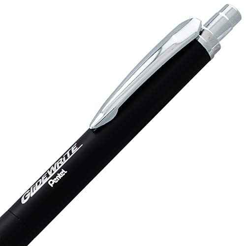 Pentel Glidewrite Executive Ballpoint Pen, (1.0mm) Medium Line, Black Metal Barrel, Black Ink, Box of 12 (BX970A-A)