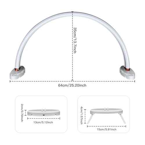 Half Moon Light for Nail Desk£¬24 inch Half Moon Lamp£¬Portable Ring Light for Eyelash Extensions£¬Suitable for Nail Beauty Crafts Sculpture£¬Brightness Adjustable