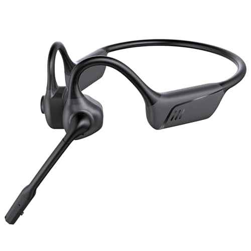 AUSDOM Open Ear Headphones with Microphone: Bluetooth Air Conduction Headset with aptX Low Latency, AI Noise Cancelling Multipoint Connect Wireless Headset with Mute Button for Work, Driving, Meeting