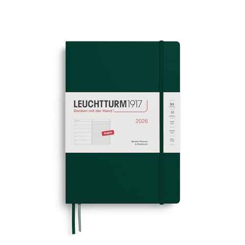 LEUCHTTURM1917 - Weekly Planner & Notebook 2026, Hardcover, Composition (B5), Ruled, Forest Green (Jan 1 - Dec 31, 2026)