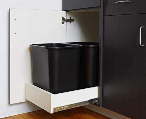 United Solutions 30.8 Qt Black Under Desk Wastebasket - 7.7 Gallon Slim Trash Bin
