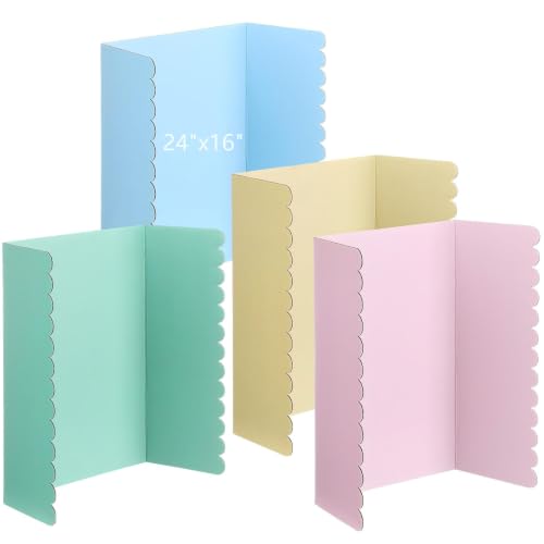 Mooliwe 24x16 Inch Macaron Scalloped Trifold Poster Board 4 Pack