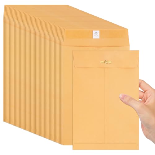 Yellow 5x7.5 Inch Manila Clasp Envelopes - 50 Pack, Kraft Paper with Metal Clasp & Gummed Seal, Office & Mailing Use