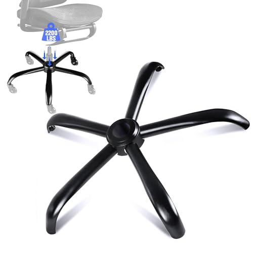 MASTERY MART 28 Inch Office Chair Base Replacement, 2500 lbs Capacity, Heavy-Duty Metal Base for Swivel Gaming Chair, Universal Caster Hole, Matte Black
