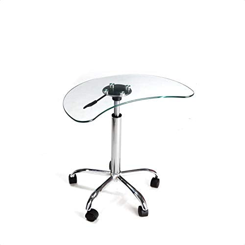 Maragozakis Oval Credenza Desk - Glass Top with Metal Base, Adjustable Height