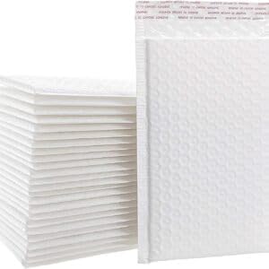Water Resistant Bubble Mailers - 4x7 Inch White Poly Padded Envelopes | Self-Sealing 10 Pack