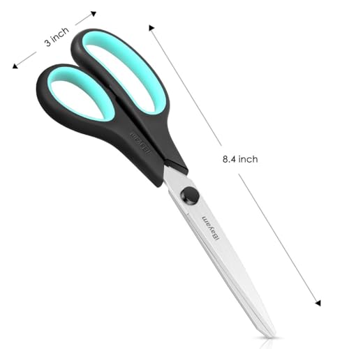 iBayam 8.5-Inch Heavy Duty All Purpose Scissors 3-Pack - Red, Green, Blue
