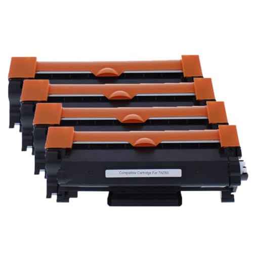 TN760 TN760K TN 760 4 Pack Black Toner Cartridge Compatible with Brother DCP-L2550DW, HL-L2325DW, HL-L2350DW, HL-L2370DW, HL-L2370DW XL, HL-L2379DW, HL-L2390DW, HL-L2395DW Series