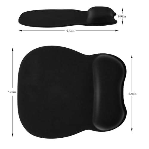EooCoo Black Ergonomic Mouse Pad with Wrist Rest and Memory Foam Support