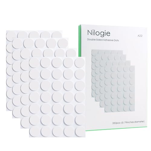 Nilogie 350-Pack Clear Double-Sided Adhesive Dots 20mm - Removable Glue Dots for Crafts, Photos, Balloons & Wall Decor