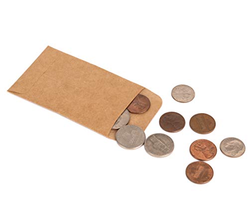 Purple Q Crafts 500 Pack Coin Envelopes 2.25x3.5 Inch Gummed Flap Small Parts & Money Storage
