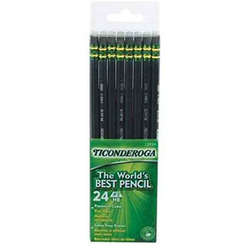 Ticonderoga No. 2 Soft Pencils, Twelve 24 Count Hang-Tab Boxes, Total 288 Pencils (Pack of 12)- (Wood-Cased, Black Writing) in Matte Black (13926)