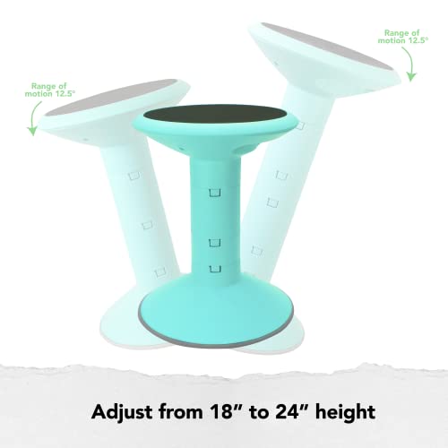 Storex Active Tilt Stool ? Ergonomic Seating for Flexible Office Space and Standing Desks, Adjustable 12-24 Inch Height, Teal (00325U01C)