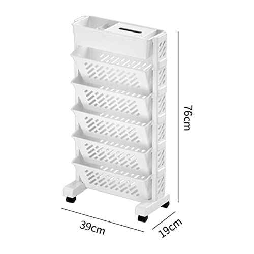 Rolling Bookshelf Mobile Bookcase Plastic 6-Layer Storage Cart with Wheels for Home Office Classroom (6 Layer, without )