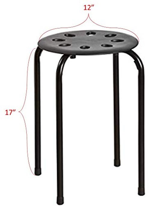 Norwood Commercial Furniture Stacking Stools for Kids and Adults, 17.75" Standard Height Portable Nesting Office and Classroom Stools, Black, Pack of 5
