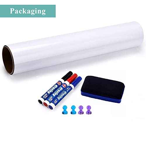 Magnetic Dry Erase Whiteboard Sticker, 16" x 24" Stick on Whiteboard for Wall, Dry Erase Board Peel and Stick for Kids, Office, Home, with Marker, Eraser and Magnets (Adhesive Backing)