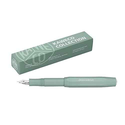 Kaweco COLLECTION Fountain Pen Smooth Sage, Fine Nib Sport Octagonal Clip Chrome