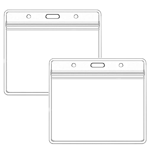 Extra Thick Horizontal ID Card Name Tag Badge Holder with Waterproof Type Resealable Zip (2.36 x 3.74 Inches Small Size, 6Packs)