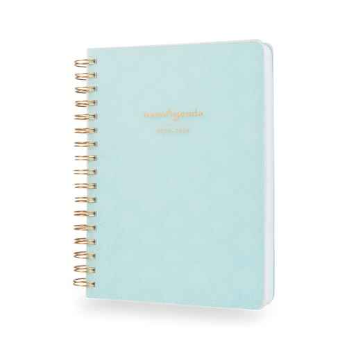 momAgenda Desktop Spiral Planner for Busy Moms with Space to Organize Schedules and Appointments for Up To Four Children- 18 Month Calendar (July 2025-December 2026) (Mint Damask)