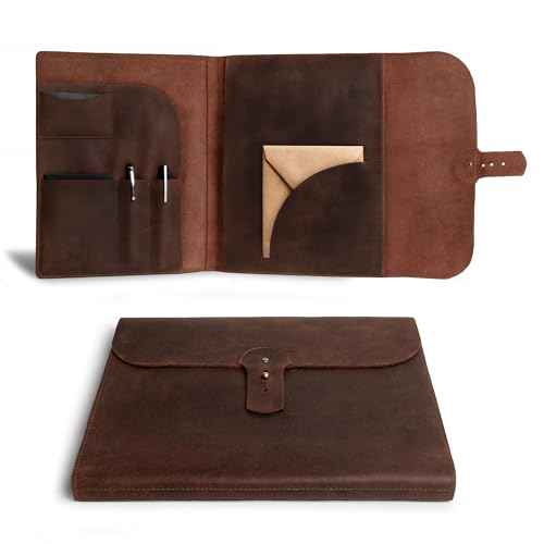 Moleskine Cover (8.5 x 11 in.) Executive Portfolio for Business, Personal Planner for Men & Women, Full Grain Leather, Handmade, Bourbon Brown