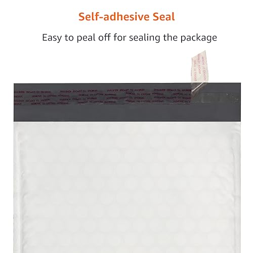 Amazon Basics 8.5 x 12-Inch Poly Bubble Mailers - 100 Pack, Self-Sealing, White/Grey
