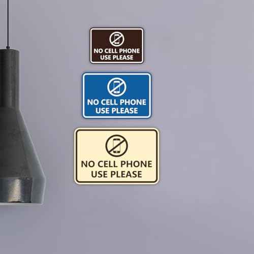 Signs ByLITA Classic Framed No Cell Phone Use Please (Brushed Gold) - Medium 5 Pack