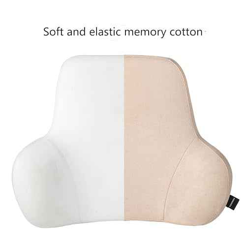 Soft Memory Foam Lumbar Support Pillow for Car Seat with Velvety Suede Cover ? Comfortable Back Cushion for Drivers and Passengers