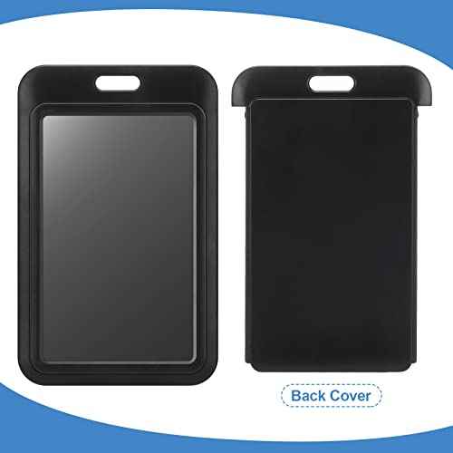 Eaasty 80 Pcs Hard Plastic ID Badge Holder Vertical Slide Open Card Case Black Name Tag Holders Badge Sleeve ID Case Protector with Clear Window for Nurses Office Credit Cards