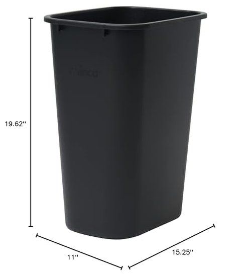 Winco PWR-41K Waste Basket, 10 Gallon, Black (Pack of 2)