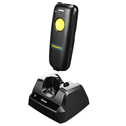 NADAMOO Yellow Wireless Barcode Scanner with Charging Dock - 1D/2D QR Code Reader for Inventory