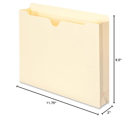 Smead File Jackets Letter Size for File Folders, Reinforced Straight-Cut Tab, 2" Expansion, Letter Size, Manila, 50 Per Box (75560)