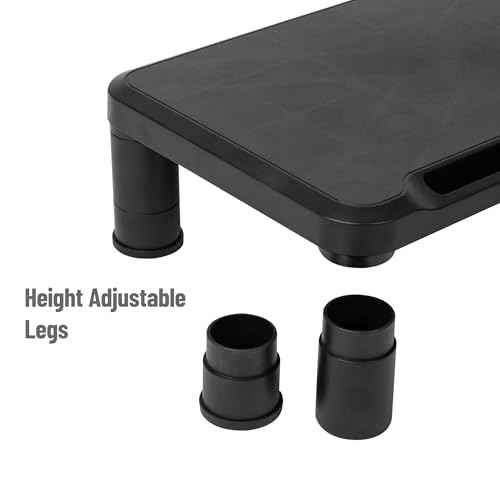 Mind Reader Monitor Stand, Height Adjustable, Laptop, Computer, Riser, Office, 15"L x 9.5"W x 4.25"H, Set of 2, Black