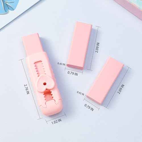 3PCS Push-Pull Eraser Clean No Crumbs Retractable Erasers Pink