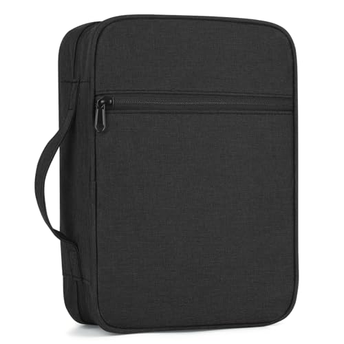 GERMUN Bible Cover with Handle - Black Protective Book Case for Medium Bibles