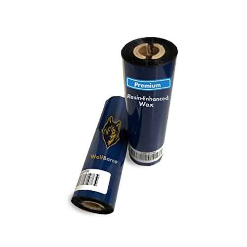 12 Rolls Wolfbarco 2.24" x 243' (57mm x 74m) Black Premium Resin-Enhanced Wax Thermal Transfer Ribbon Compatible with Zebra Printers